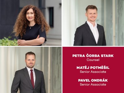 HAVEL & PARTNERS team expanded by counsel Petra Čorba Stark and two senior associates Matěj Potměšil and Pavel Ondrák