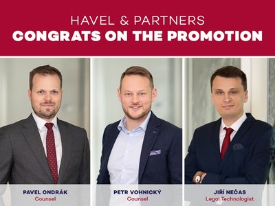 Pavel Ondrák and Petr Vohnický promoted to counsel, Jiří Nečas takes up a new position of Legal Technologist